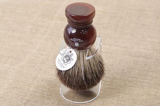 Кисточка-помазокVie-Long для бритья, черный барсучий ворс, акрил