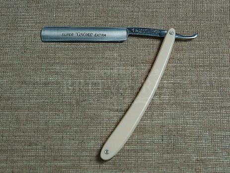 Бритва опасная "SUPER GNOME ", 3/8, 1/1, кованая углеродистая сталь C135, рукоять из пластика под слоновую кость