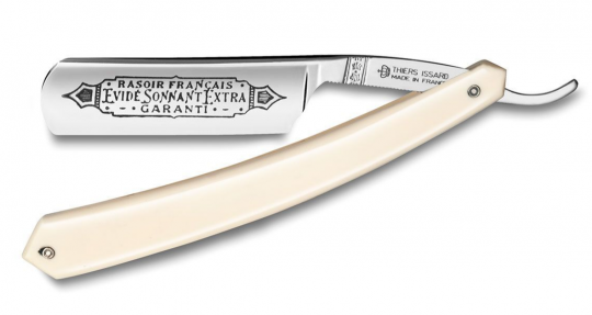 Бритва опасная "EVIDE SONNANT EXTRA 1196", 6/8, 1/1, кованая углеродистая сталь C135, рукоять из пластика под слоновую кость