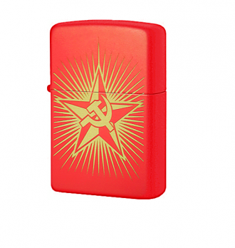 233 Russian Hammer Sickle Зажигалка Zippo Серп и Молот на Звезде, Red Matte