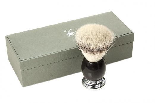 Кисточка-помазок для бритья Muehle Pinsel  серии Sophist, синт.волос "Серебряная фибра", ручка из африканского чёрного дерева