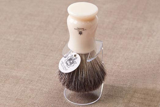 Кисточка-помазок для бритья Vie-Long, серый барсучий ворс, акрил