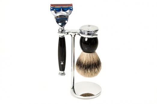 Элитный бритвенный наборMuehle Pinsel  (3 предмета) Gillette MACH3, серия SOPHIST (хром.металл + синт.смола)