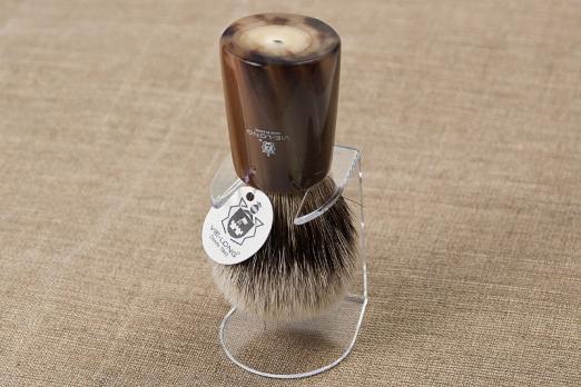 Кисточка-помазок для бритья, "серебряный барсук", натур. рог