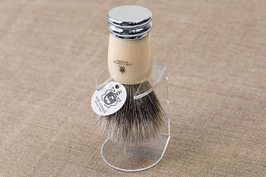 Кисточка-помазок Vie-Long для бритья, конский+барсучий  ворс, акрил+металл