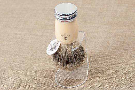 Кисточка-помазок для бритья Vie-Long, серый барсучий ворс, акрил+металл