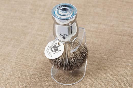 Кисточка-помазок для бритья Vie-Long, серый барсучий ворс, пластик+хром