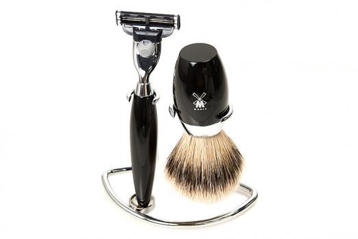 Элитный бритвенный набор Hans-Jurgen Muller KG серии KOSMO (3 предмета): "серебряный барсук", икусственная смола, MACH3