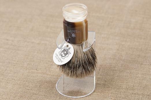 Кисточка-помазок Vie-Long для бритья, серый барсучий ворс, акрил