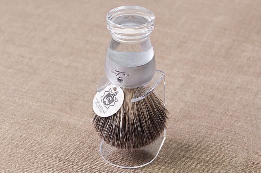 Кисточка-помазок Vie-Long для бритья, серый барсучий ворс, акрил