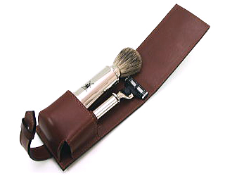 Элитный бритвенный набор Muehle Pinsel в кожаном футляре (2 предмета)