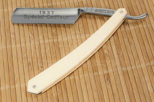 Бритва опасная "SPECIAL COIFFUR", 5/8, 1/1, кованая углеродистая сталь C135, рукоять из пластика под слоновую кость