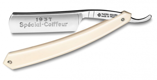 Бритва опасная "SPECIAL COIFFUR", 6/8, 1/1, кованая углеродистая сталь C135, рукоять из пластика под слоновую кость